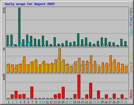 Daily usage for August 2025